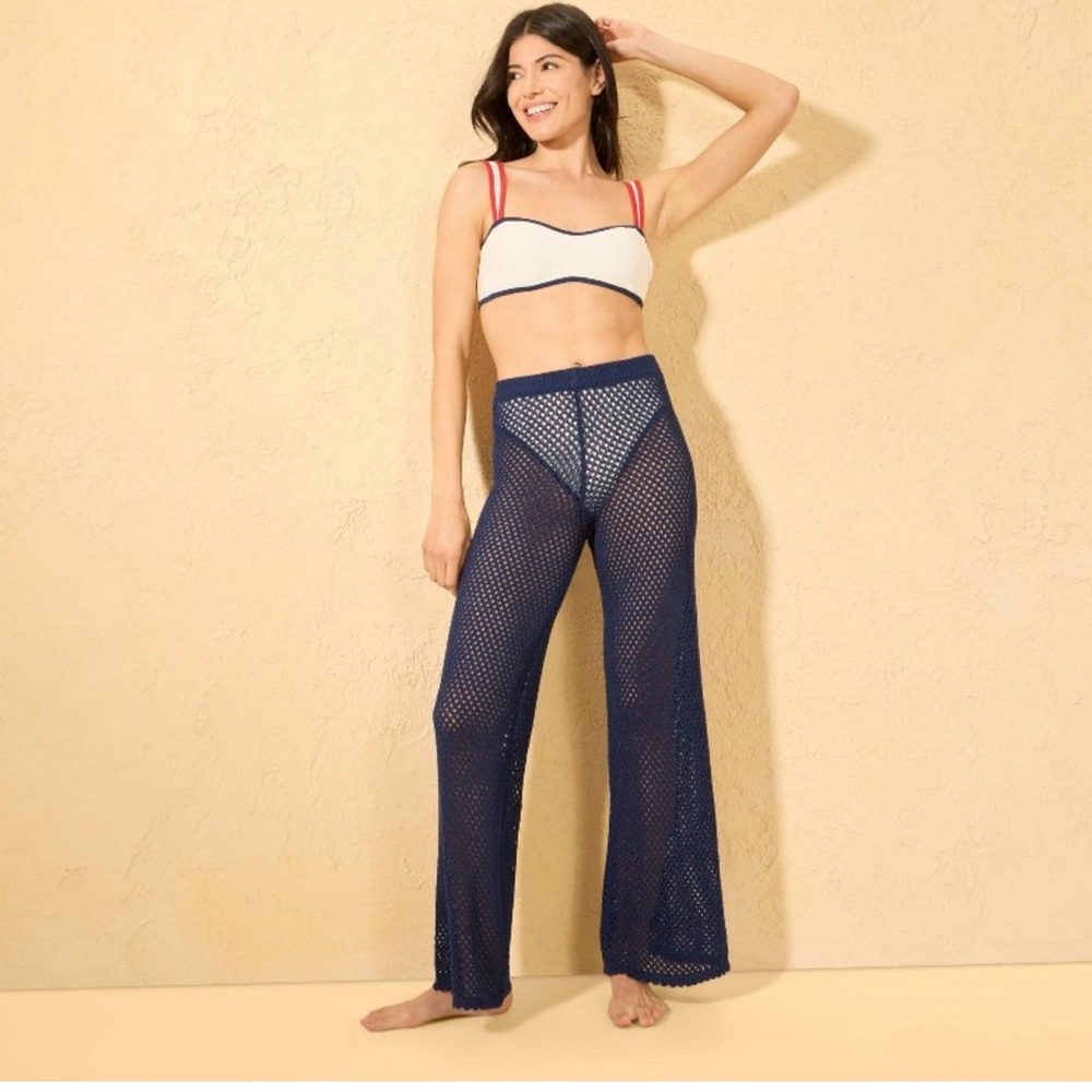 Blue crochet cover up pants